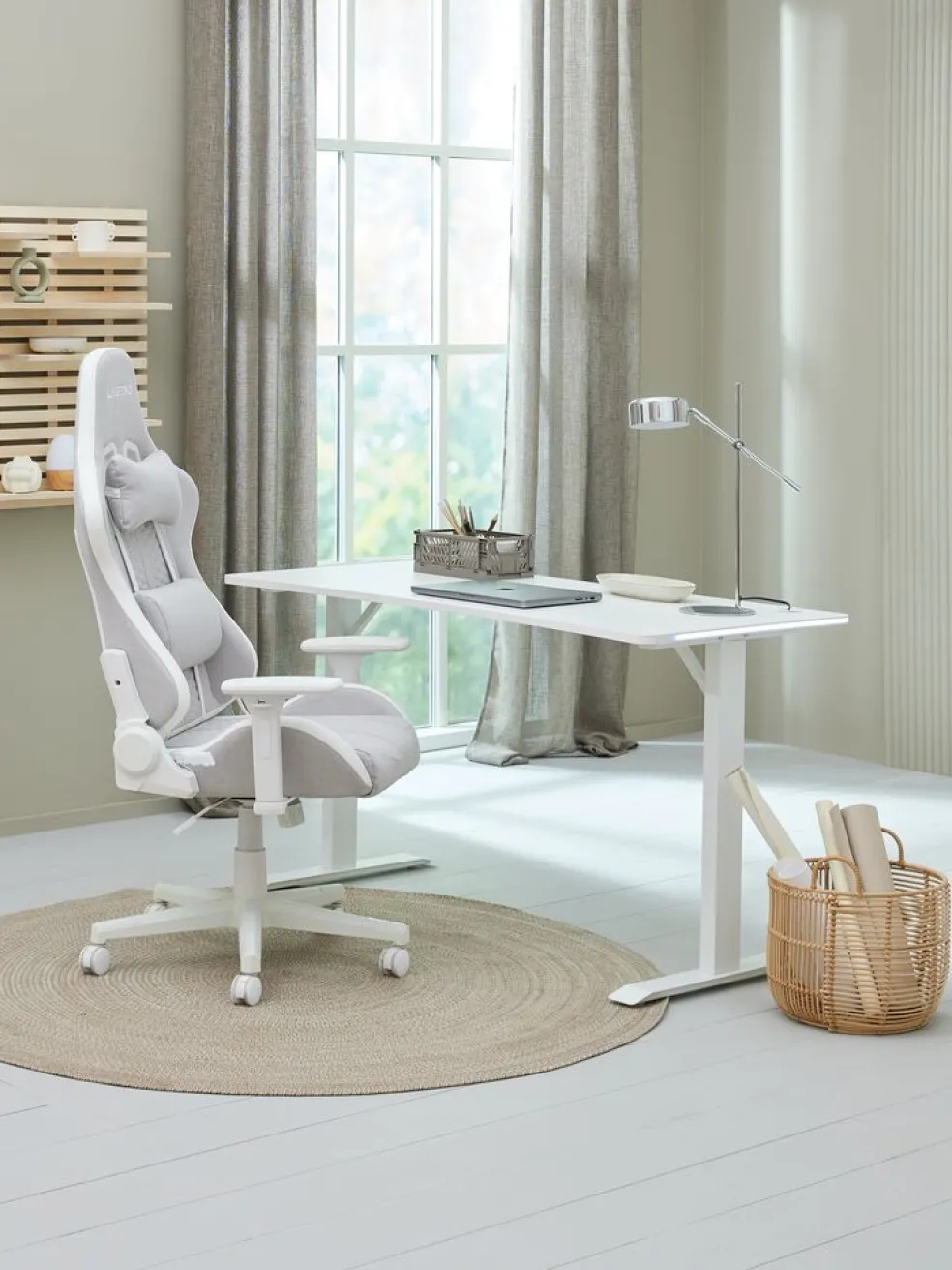 NIBEChaise gaming NIBE tissu blanc/beige