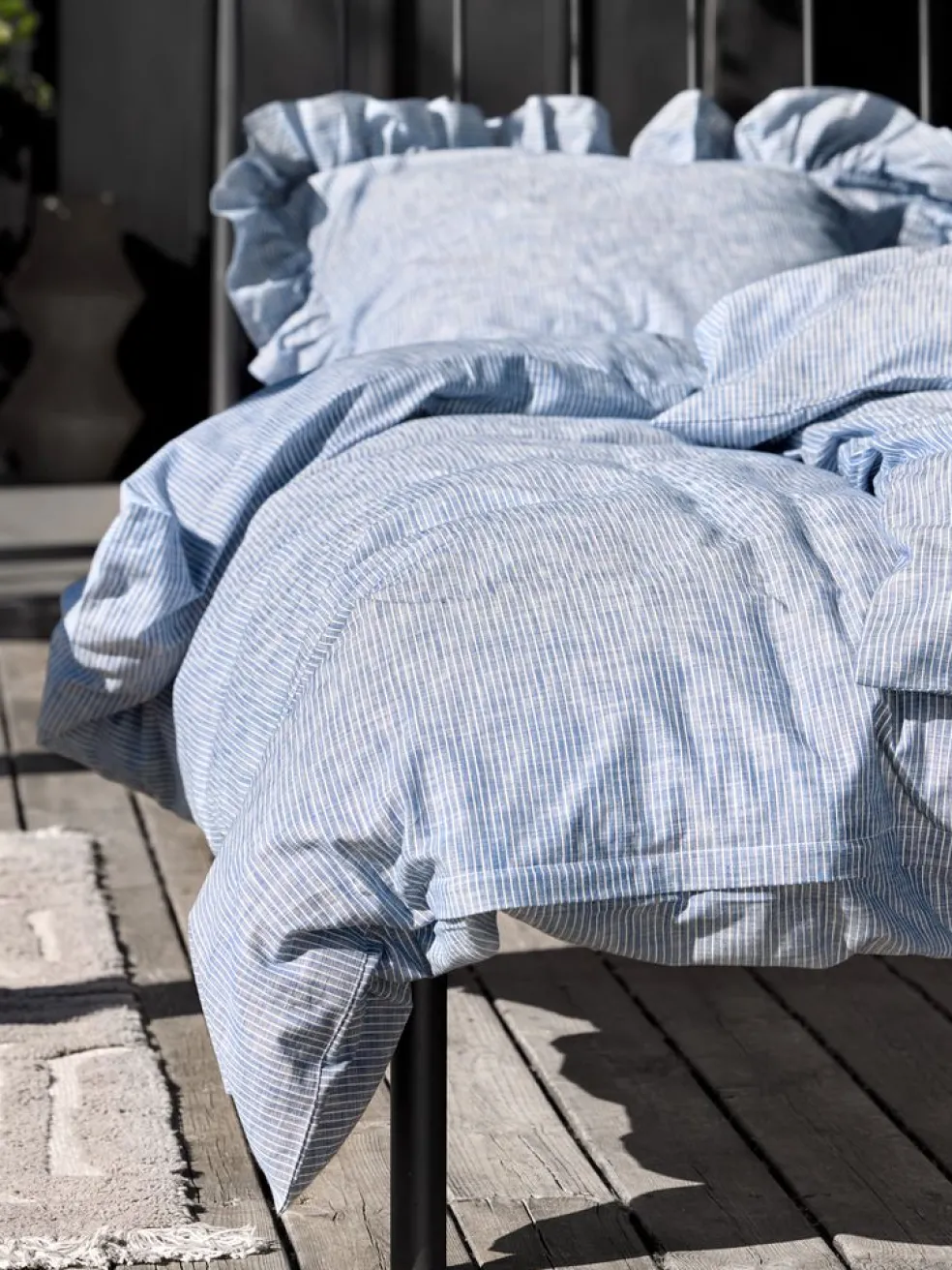 NINNAGoldParure de lit NINNA Fils teints 240x220 bleu