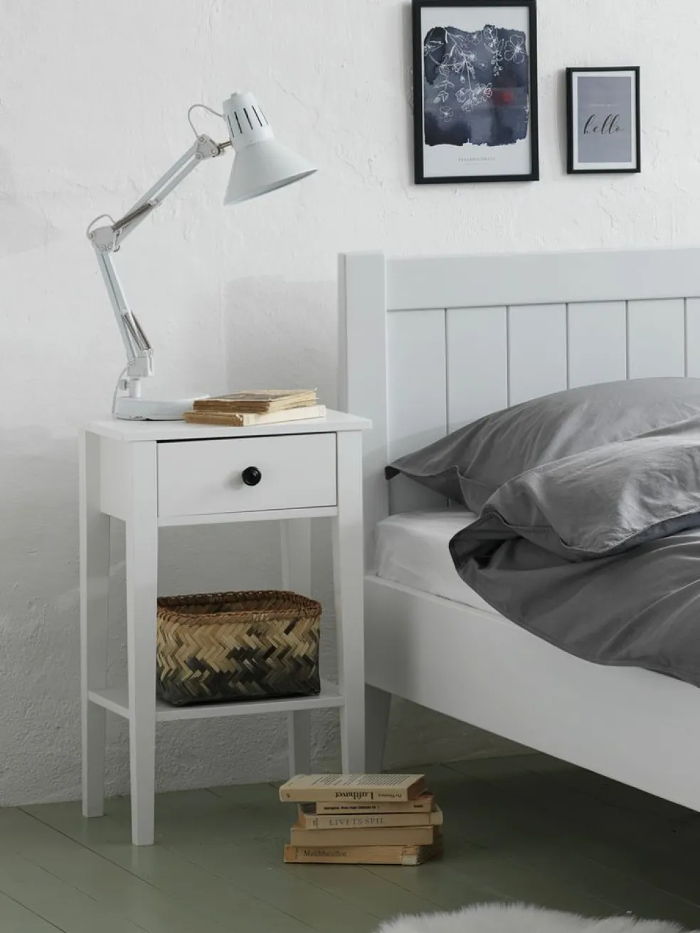 NORDBYTable de nuit NORDBY 1 tiroir 1 tablette blanc