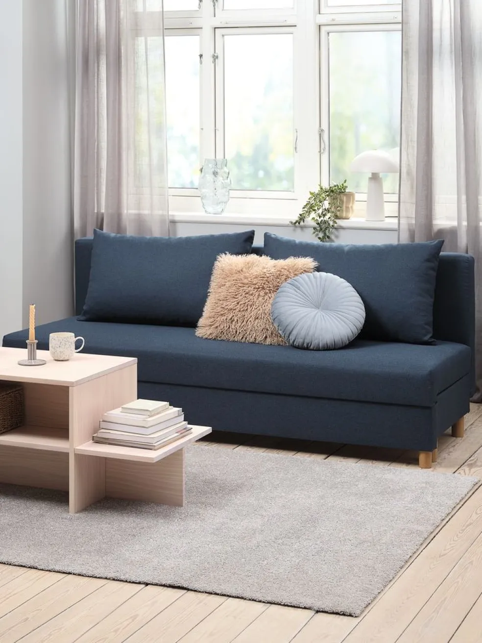 NORSMINDECanapé convertible NORSMINDE tissu bleu