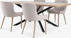 NORTOFT + BELLINGENORTOFT L200 table coloris chêne + 4 BELLINGE chaises sable