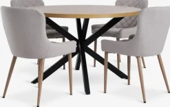NORTOFT + BELLINGENORTOFT Ø120 table coloris chêne + 4 BELLINGE chaises sable