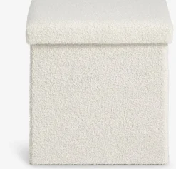 NYSTEDPouf NYSTED 38x38 a/rangement tissu teddy blanc cassé