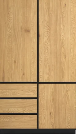 ODENSEArmoire ODENSE 120x210 3 portes 3 tiroirs coloris chêne