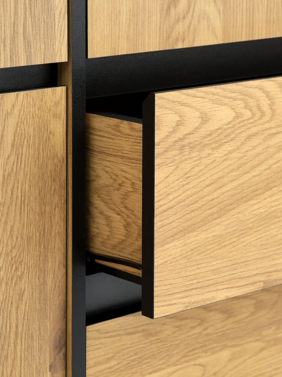 ODENSEArmoire ODENSE 179x210 5 portes 3 tiroirs coloris chêne