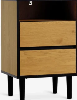 ODENSETable de nuit ODENSE 2 tiroirs coloris chêne chaud/noir