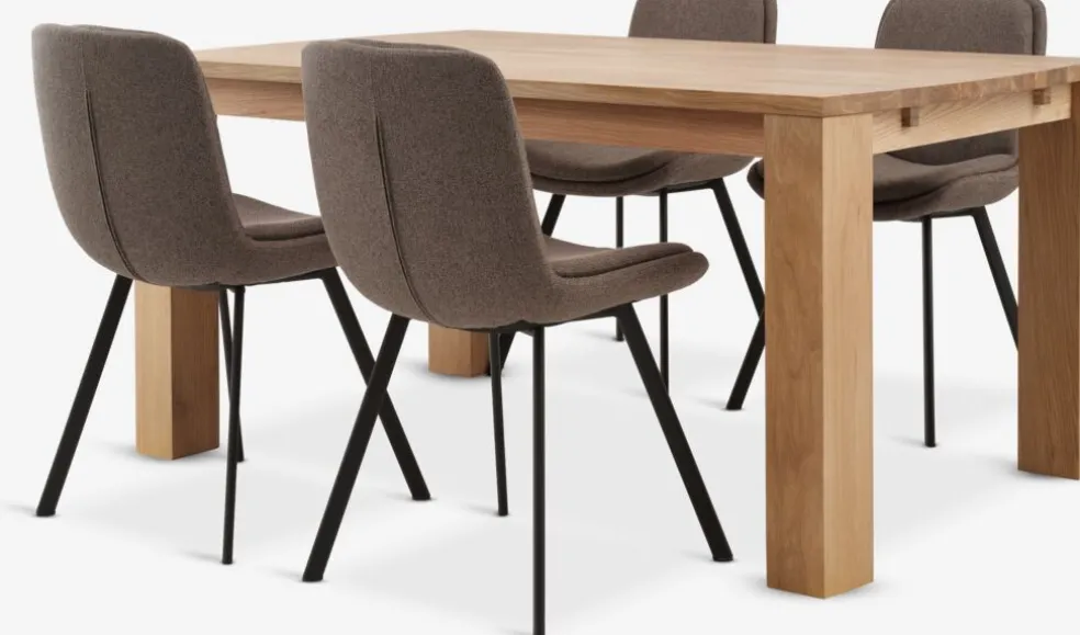 OLDE + MELBYOLDE L160 table chêne naturel + 4 MELBY chaises brun clair