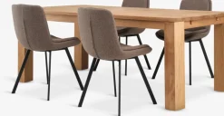 OLDE + MELBYOLDE L200 table chêne naturel + 4 MELBY chaises brun clair