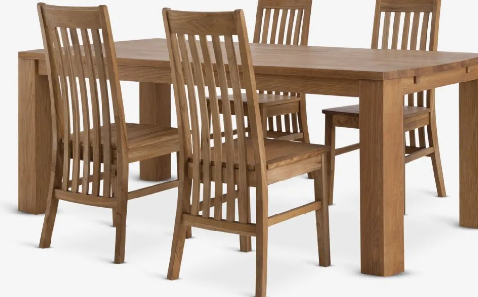 OLDE + SILLERUPOLDE L200 table chêne naturel + 4 SILLERUP chaises chêne