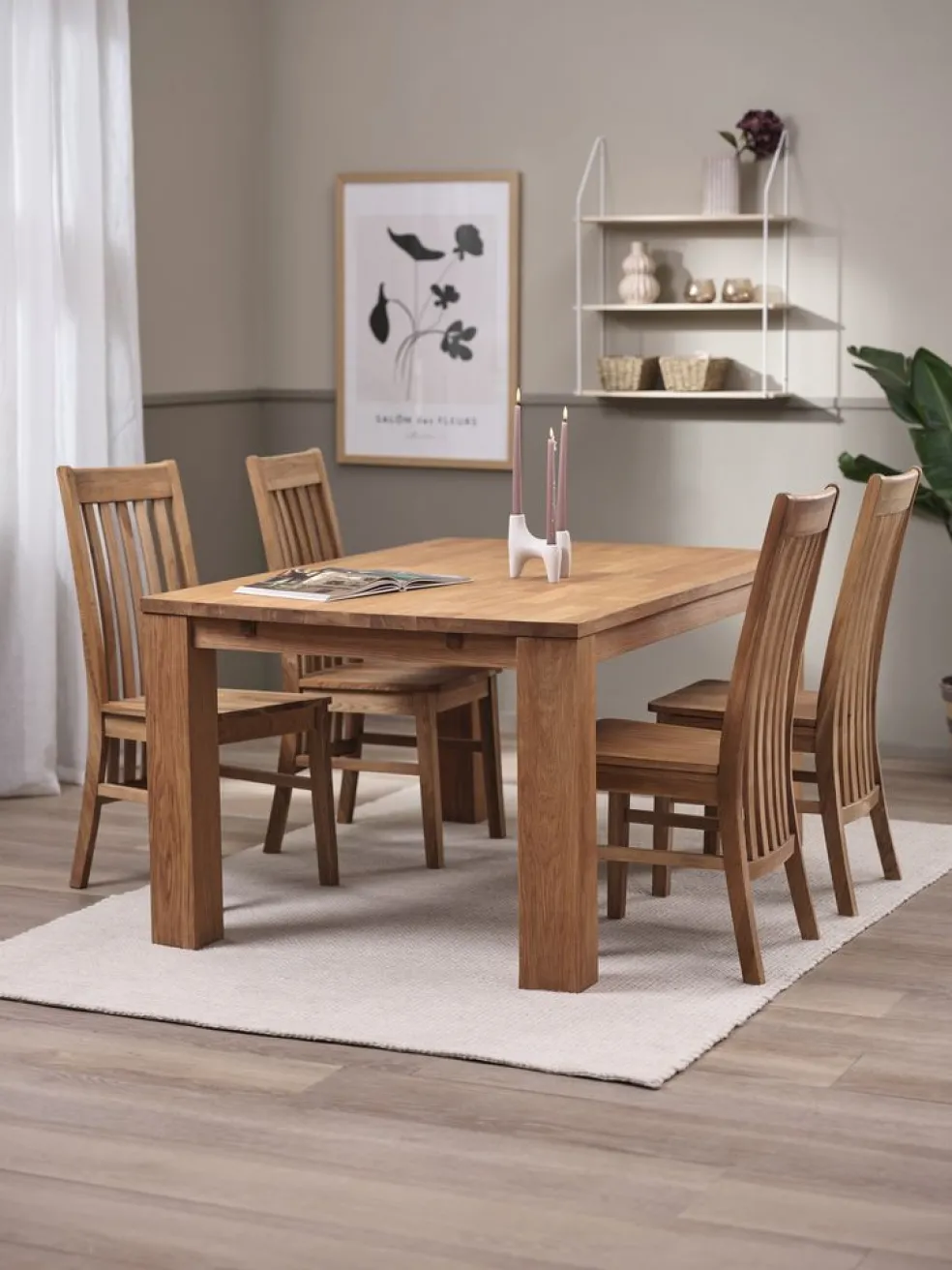 OLDE + SILLERUPOLDE L160 table chêne naturel + 4 SILLERUP chaises chêne