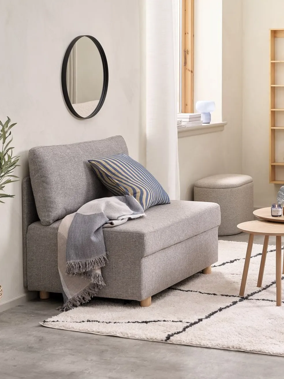 OLSTRUPCanapé convertible OLSTRUP 1,5 places tissu gris