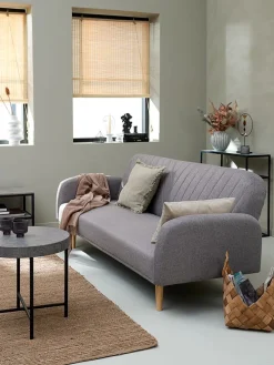 PARADISCanapé convertible PARADIS tissu gris clair/coloris chêne