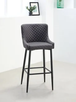 PEBRINGEChaise de bar PEBRINGE avec dossier tissu gris/noir