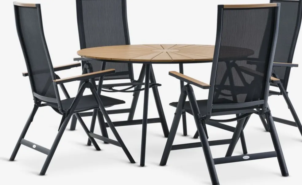 RANGSTRUP + BREDSTENRANGSTRUP Ø130 table naturel/noir + 4 BREDSTEN chaises noir
