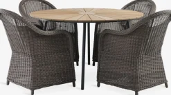 RANGSTRUP + GAMMELBYRANGSTRUP Ø130 table naturel + GAMMELBY chaises gris