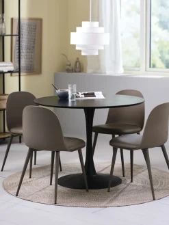RINGSTED + ULDALRINGSTED Ø100 table noir + 4 ULDAL chaises brun