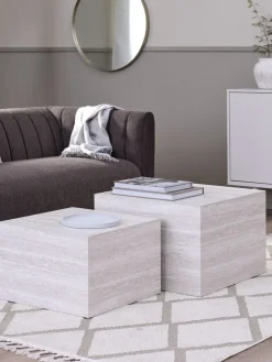 ROLSTEDTable basse ROLSTED 58x58/50x50 coloris travertin 2pcs