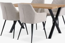 ROSLEV + PURHUSROSLEV L140 table chêne nat. + 4 PURHUS chaises blanc cassé