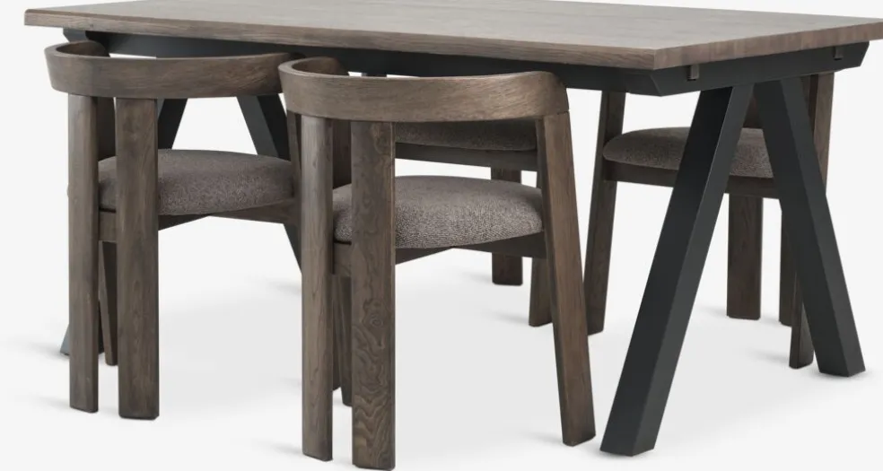 SANDBY + BOVRUPSANDBY L160 table chêne foncé + 4 BOVRUP chaises ch. f./brun