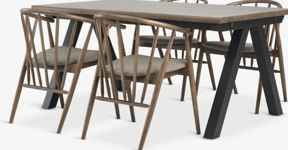 SANDBY + LYKSBORGSANDBY L160 table chêne foncé + 4 LYKSBORG chaises ch. f.