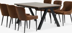 SANDBY + PEBRINGESANDBY L160 table chêne foncé + 4 PEBRINGE chaises brun/noir