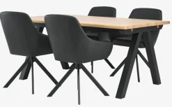 SANDBY + ROSTRUPSANDBY L160 table chêne naturel + 4 ROSTRUP chaises noir