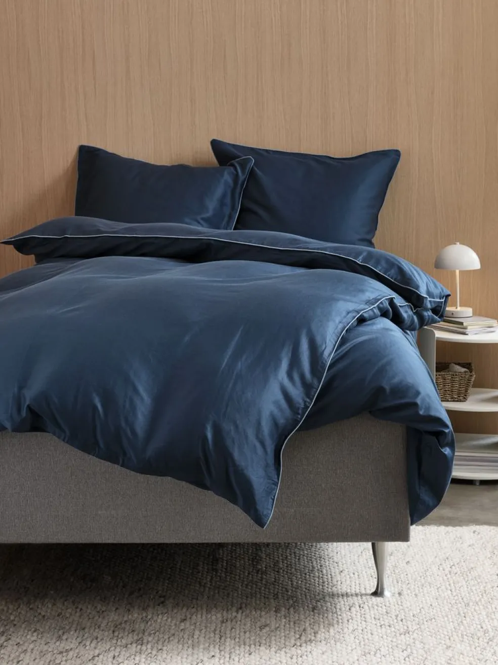 SANNAGoldParure de lit Satin SANNA 240x220 bleu foncé