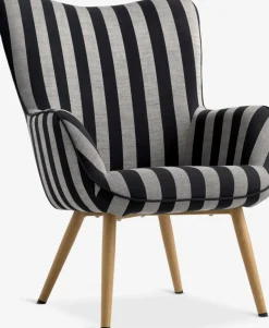 SIMESTEDFauteuil SIMESTED rayures tissu noir/beige