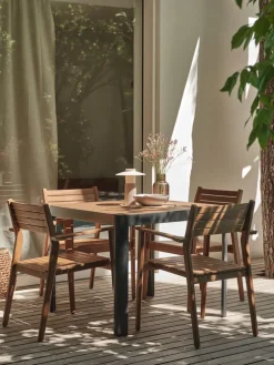 SIRDAL + HAMRASIRDAL L91 table + 4 HAMRA chaises eucalyptus