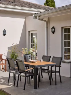 SIRDAL + SIRDALSIRDAL L149 table eucalyptus + 4 SIRDAL chaises gris
