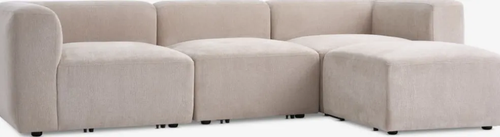 SKEJBYCanapé modulable SKEJBY 3 personnes a/pouf tissu beige
