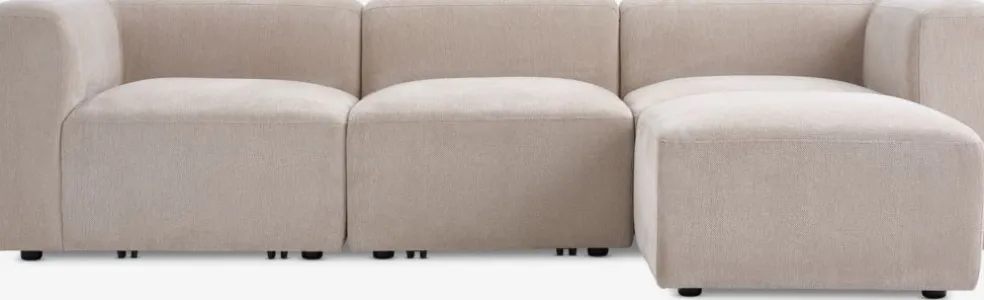 SKEJBYCanapé modulable SKEJBY 3 personnes a/pouf tissu beige