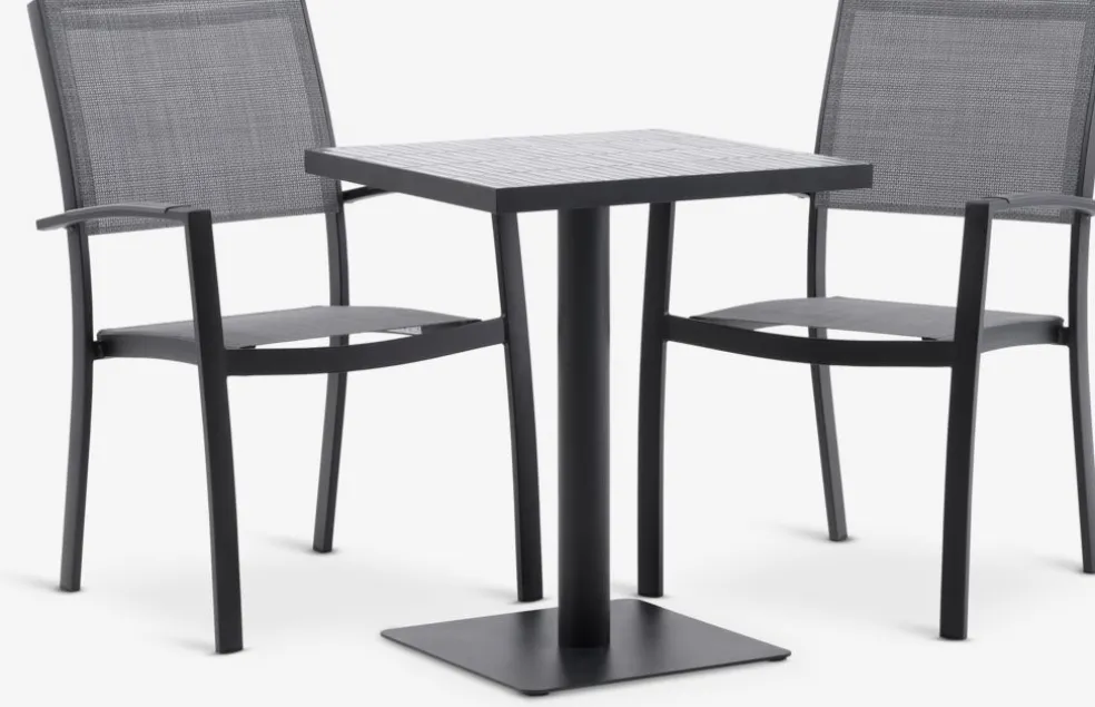 STENUNGSUND + STRANDBYSTENUNGSUND L60 table + 2 STRANDBY chaises gris