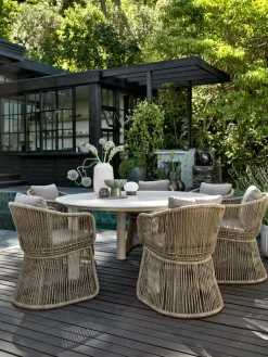SURNADAL + STORDALENSURNADAL Ø150 table beige + 4 STORDALEN chaises naturel