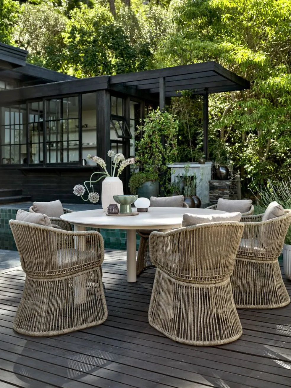 SURNADAL + STORDALENSURNADAL Ø150 table beige + 4 STORDALEN chaises naturel