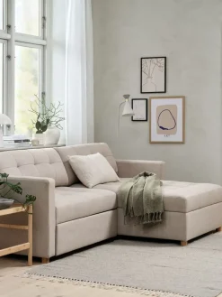 TEGLHUSECanapé convertible méridienne TEGLHUSE tissu beige