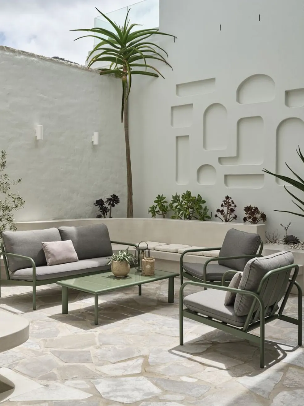 TEGLUMEnsemble lounge TEGLUM 4,5 personnes vert olive