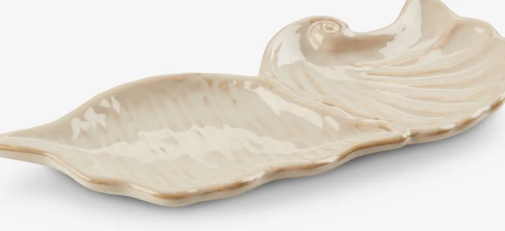 TORTUNAPlateau TORTUNA 10x25cm forme coquillage beige