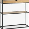 TRAPPEDALConsole TRAPPEDAL 30x80 1 tiroir coloris chêne chaud/noir