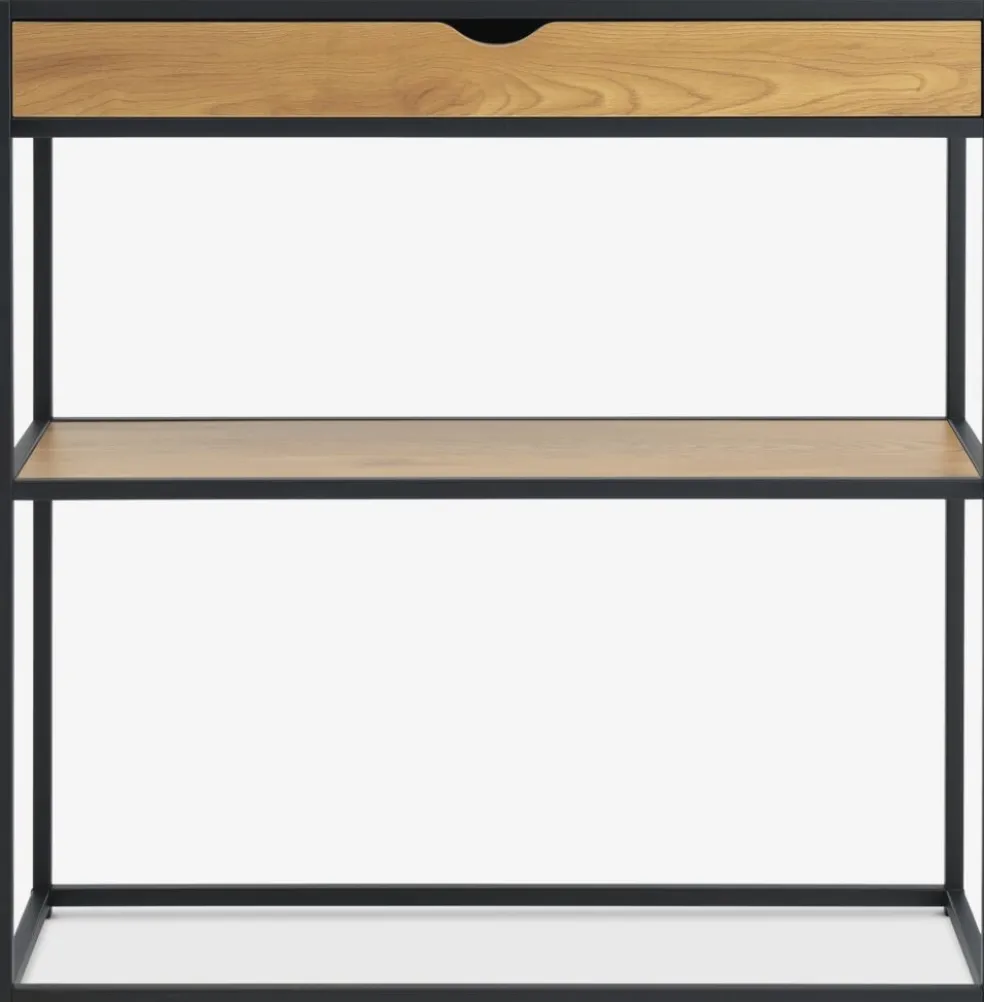 TRAPPEDALConsole TRAPPEDAL 30x80 1 tiroir coloris chêne chaud/noir
