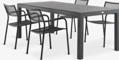 TYDAL + HEMSEDALTYDAL L208/272 table + 4 HEMSEDAL chaises noir
