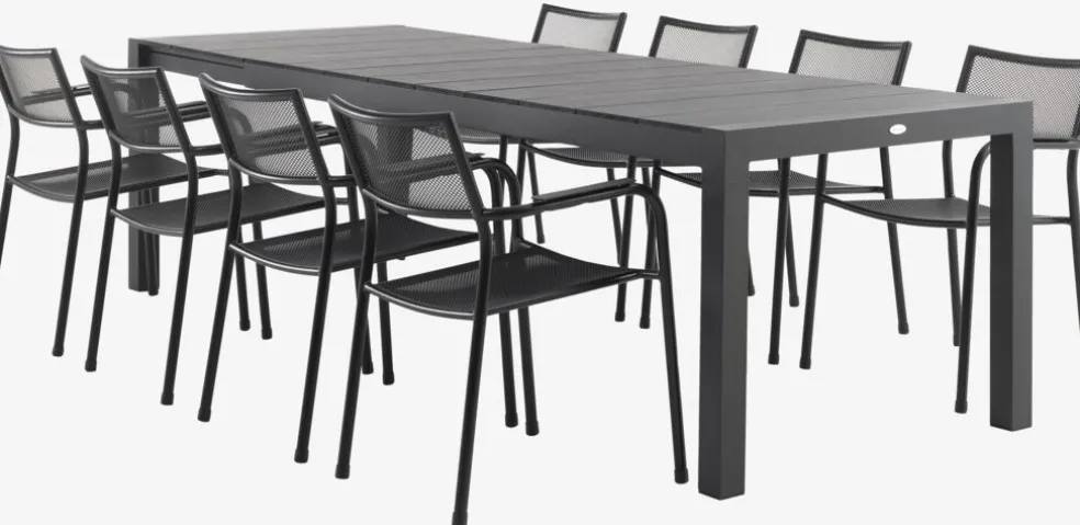 TYDAL + HEMSEDALTYDAL L208/272 table + 4 HEMSEDAL chaises noir