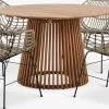 UDBYNEDER + ILDERHUSEUDBYNEDER Ø120 table teck + 4 ILDERHUSE chaises natural
