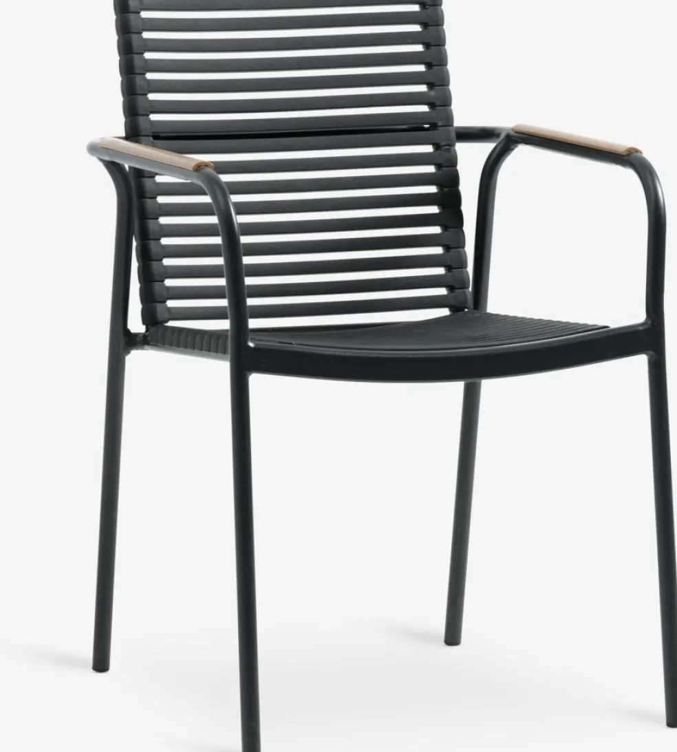 UDBYNEDER + NABEUDBYNEDER Ø120 table teck + 4 NABE chaises noir