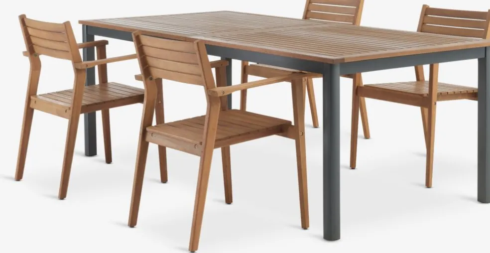 ULBJERG + HAMRAULBJERG L214/297 table + 4 HAMRA chaises eucalyptus