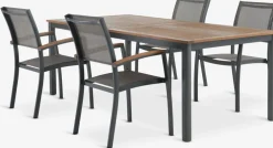 ULBJERG + SIRDALULBJERG L214/297 table eucalyptus + 4 SIRDAL chaises gris