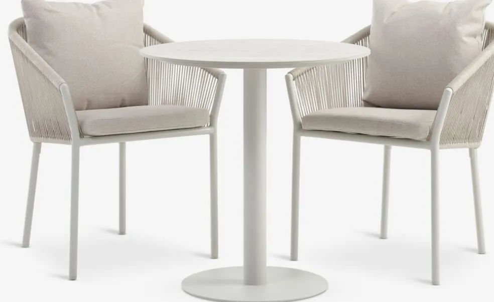 VAMDRUP + GILJAVAMDRUP Ø70 table + 2 GILJA chaises beige
