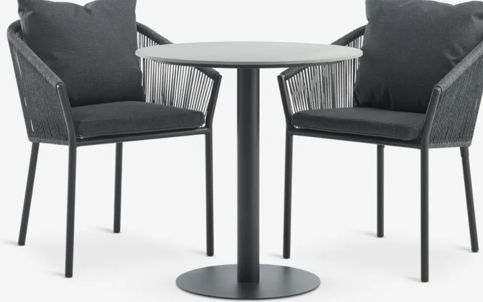 VAMDRUP + GILJAVAMDRUP Ø70 table + 2 GILJA chaises gris