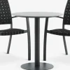 VAMDRUP + GLOMFJORDVAMDRUP Ø70 table gris + 2 GLOMFJORD chaises noir