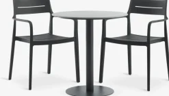 VAMDRUP + INGSTRUPVAMDRUP Ø70 table gris + 2 INGSTRUP chaises noir